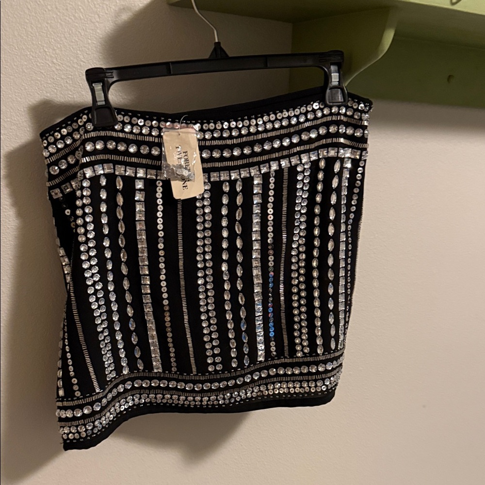 Forever 21 Black Mini Skirt with Silver Accents